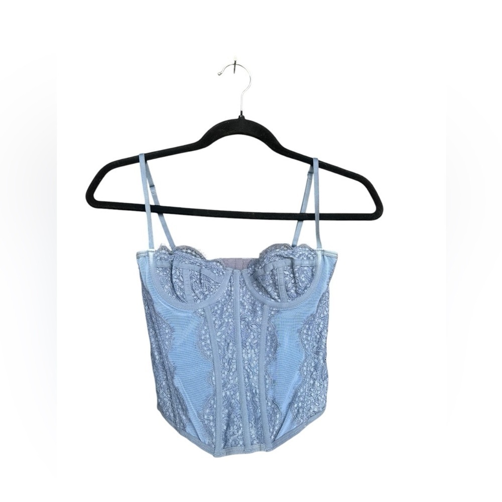 Out From Under Modern Love Corset Urban Outfitters lace blue lingerie size small - Picture 2 of 6